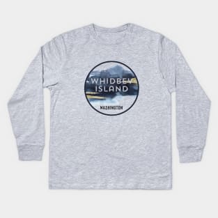 Whidbey Island Washington Watercolor Design Souvenir Kids Long Sleeve T-Shirt